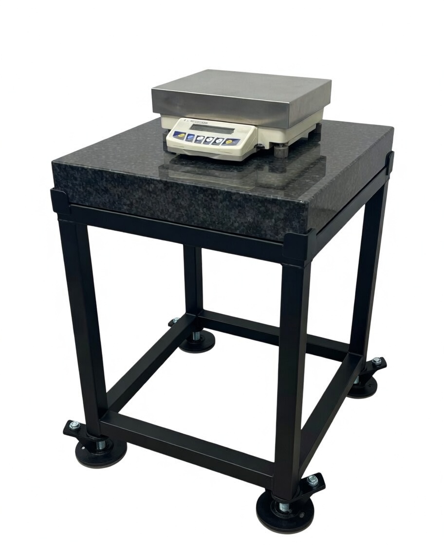 Kalibratietafel met granieten blad en weegschaal